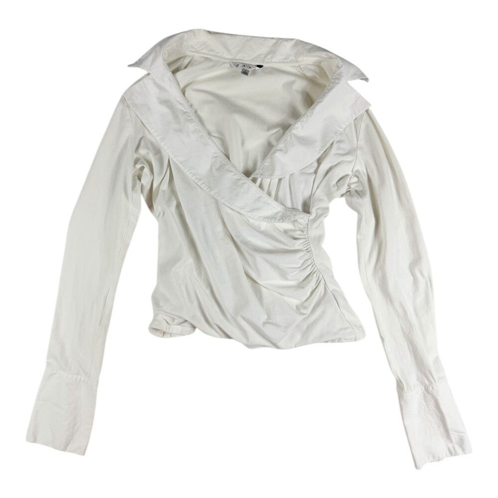 CAbi White Wrap Long Sleeve Top Size L